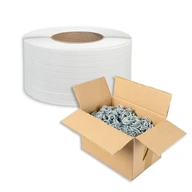 Taśma polipropylenowa 19x0,90 mm x 1200m biała + zapinki druciane 1000 szt. ZESTAW