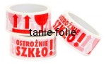 Taśma pakowa UWAGA SZKŁO 48x60 - taśma ostrzegawcza 